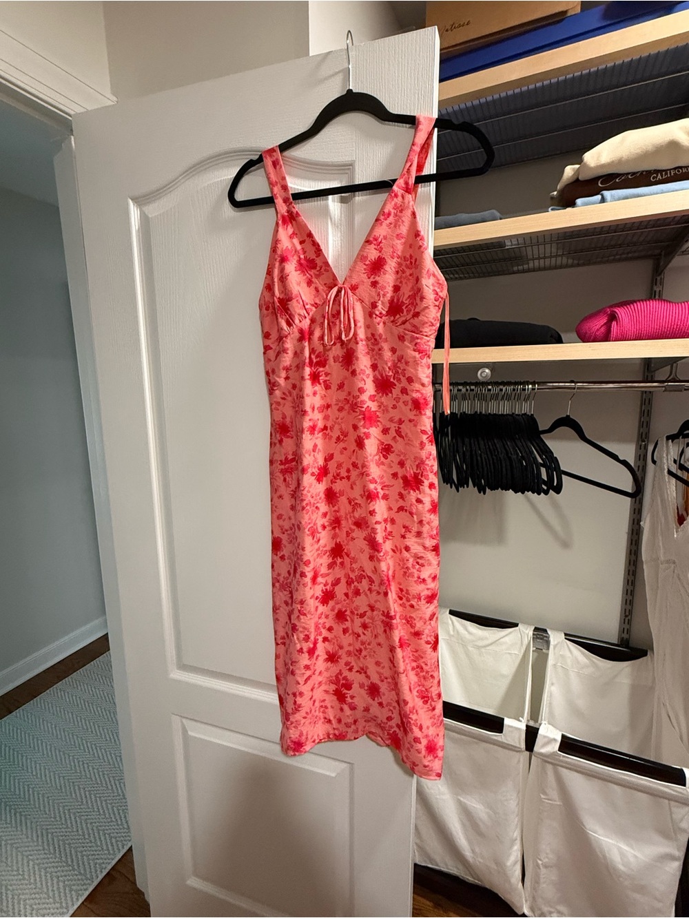 Monteau Pink and Red Floral Slip Dress